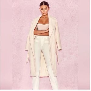 House Of CB, 'Luna' Asymmetric Cream Wool Coat, Size XS